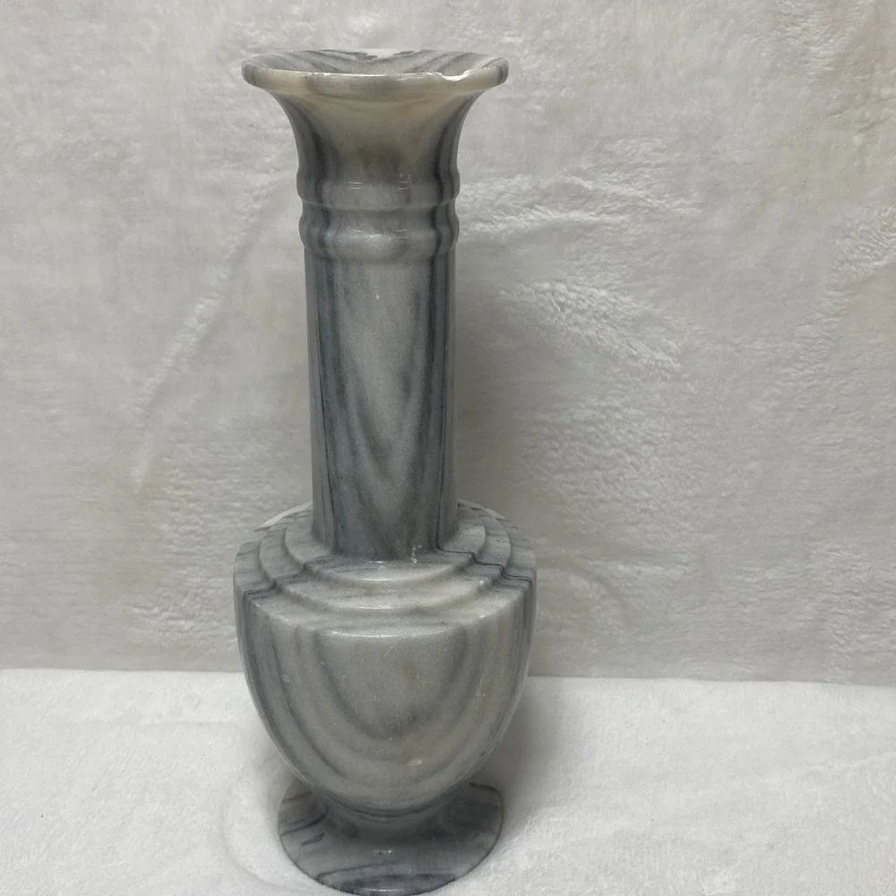 Marble Vase Stone Carved Floral Swirl Design Decorative Tabletop‎ Accent *SEE*